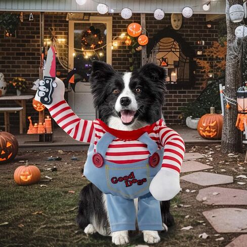 Dog Halloween Costumes Pet Deadly Doll Costume Funny Chucky Cosplay for Small Medium and Large Dogs (M) in Saudi Arabia