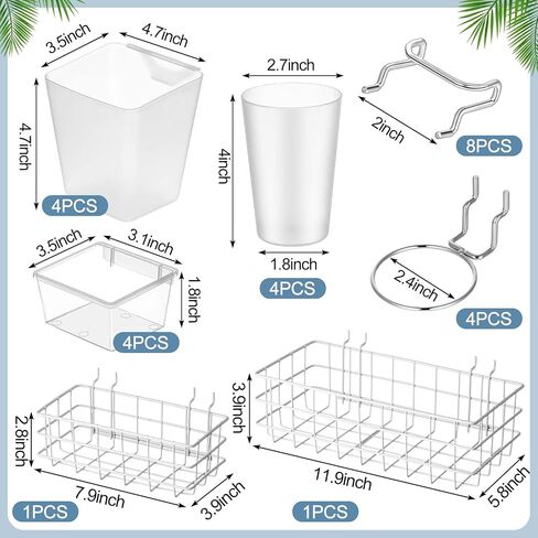 Jinei 14 Pcs Peg Board Organizer Accessories Kit Include Pegboard Baskets Large Pegboard Bins Pegboard Cups with Hooks Pegboard Tool Organizer Baskets Set for Garage Workshop Workbench Tools Storage in Saudi Arabia