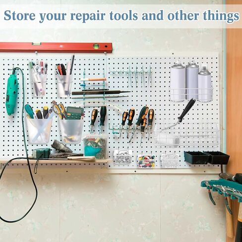 Jinei 14 Pcs Peg Board Organizer Accessories Kit Include Pegboard Baskets Large Pegboard Bins Pegboard Cups with Hooks Pegboard Tool Organizer Baskets Set for Garage Workshop Workbench Tools Storage in Saudi Arabia