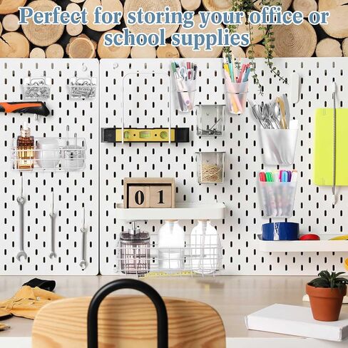 Jinei 14 Pcs Peg Board Organizer Accessories Kit Include Pegboard Baskets Large Pegboard Bins Pegboard Cups with Hooks Pegboard Tool Organizer Baskets Set for Garage Workshop Workbench Tools Storage in Saudi Arabia