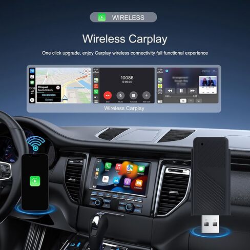 محول Carplay اللاسلكي - يحول CarPlay السلكي من المصنع إلى محول تشغيل السيارة اللاسلكي دونجل المنشط منفذ USB/Type-C يدعم راديو السيارة ستيريو OEM مع CarPlay السلكي in Saudi Arabia