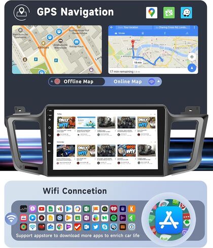 [8 CORE 6G+128G] for Toyota RAV4 2013-2019 Car Radio with Wireless Carplay/Android Auto, 10.1 Inch Android 13 IPS Touch Screen Car Stereo, Bluetooth, GPS Navi, WiFi, SWC, DSP + Backup Camera in Saudi Arabia