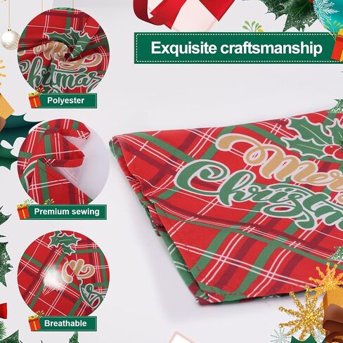2pcs Christmas Dog Bandannas, Merry Christmas Plaid Print Pet Triangle Scarf Adjustable Washable Holiday Xmas Costume for Small Medium Large Dog & Cat (Style C) in Saudi Arabia