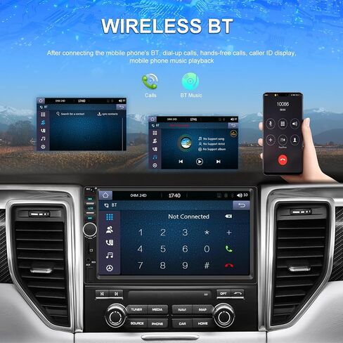راديو سيارة مزدوج Din Carplay يدعم راديو FM تلقائي Android 7 ألوان خلفية، شاشة لمس 7 بوصة، مستقبلات صوت ستيريو للسيارة مع بلوتوث USB TF AUX، كاميرا احتياطية عالية الدقة + إطار/جهاز تحكم عن بعد in Saudi Arabia
