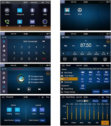 راديو سيارة مزدوج Din Carplay يدعم راديو FM تلقائي Android 7 ألوان خلفية، شاشة لمس 7 بوصة، مستقبلات صوت ستيريو للسيارة مع بلوتوث USB TF AUX، كاميرا احتياطية عالية الدقة + إطار/جهاز تحكم عن بعد in Saudi Arabia