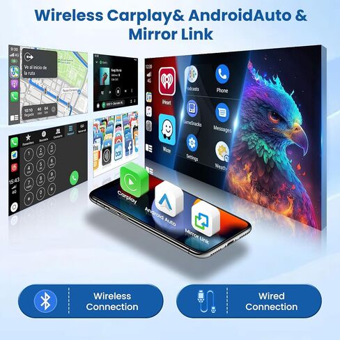 Hikity Single Din Car Stereo 9 Inch Removable Touch Screen with Wireless Carplay Android Auto Radio Bluetooth FM AUX Mirror Link EQ TF Card USB in Saudi Arabia