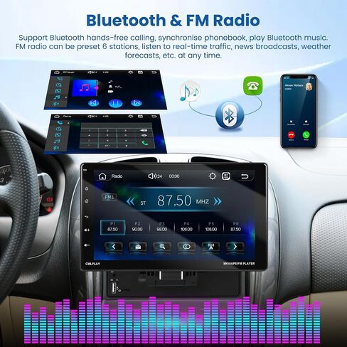 Hikity Single Din Car Stereo 9 Inch Removable Touch Screen with Wireless Carplay Android Auto Radio Bluetooth FM AUX Mirror Link EQ TF Card USB in Saudi Arabia
