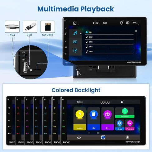 Hikity Single Din Car Stereo 9 Inch Removable Touch Screen with Wireless Carplay Android Auto Radio Bluetooth FM AUX Mirror Link EQ TF Card USB in Saudi Arabia