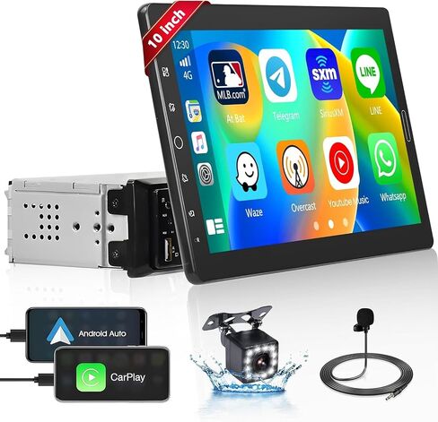 Hikity Single Din Car Stereo 9 Inch Removable Touch Screen with Wireless Carplay Android Auto Radio Bluetooth FM AUX Mirror Link EQ TF Card USB in Saudi Arabia