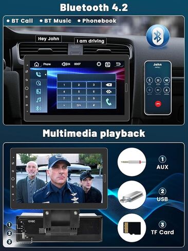 Hikity Single Din Car Stereo 9 Inch Removable Touch Screen with Wireless Carplay Android Auto Radio Bluetooth FM AUX Mirror Link EQ TF Card USB in Saudi Arabia
