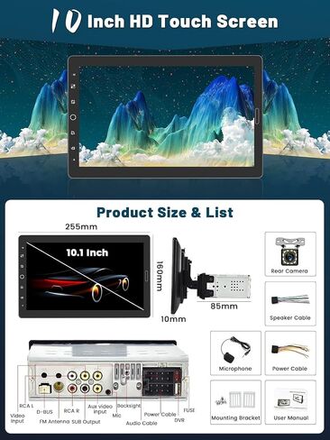 Hikity Single Din Car Stereo 9 Inch Removable Touch Screen with Wireless Carplay Android Auto Radio Bluetooth FM AUX Mirror Link EQ TF Card USB in Saudi Arabia