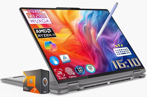 Lenovo Yoga 7 2-in-1 AI Laptop, 16" 1920x1200 Touchscreen, AMD Ryzen 7 8840HS (Beats i7-12700H), Copilot, Backlit KB, FP, Win11 W/Stylus Pen (16GB RAM | 2TB SSD) in Saudi Arabia