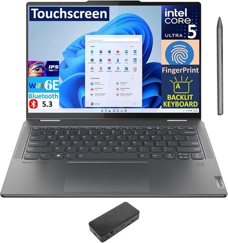 Lenovo Yoga 7i 2-in-1 AI PC 2-in-1 Laptop 14.0" Touchscreen IPS WUXGA Display (Intel Ultra 5-125U, 16GB LPDDR5X, 2TB M.2 PCIe SSD, Active Pen, Backlit KB, Fingerprint, Win 11 Pro) w/USB-C Dock in Saudi Arabia