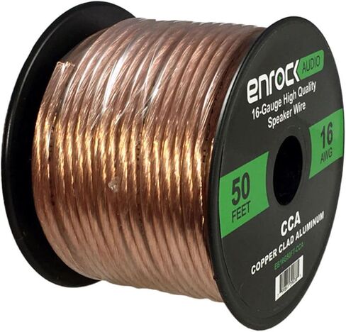 مكبر صوت للمسرح المنزلي من بايل، بلوتوث MP3/USB/SD/AUX/FM، مع 4X أنظمة صوت Enrock 4 بوصة 3 اتجاهات في الباب/خارج الباب - مكبر صوت (أسود)، سلك مكبر صوت Enrock مقاس 16 قياس 50 قدم in Kuwait