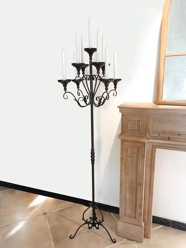 حامل شموع الموقد 5 شمعدانات للشموع العمودية حامل شموع سوداء - طاولة حديدية حامل شموع شموع ديكور (5 عمود شمعدان) in Kuwait