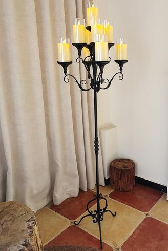 حامل شموع الموقد 5 شمعدانات للشموع العمودية حامل شموع سوداء - طاولة حديدية حامل شموع شموع ديكور (5 عمود شمعدان) in Kuwait