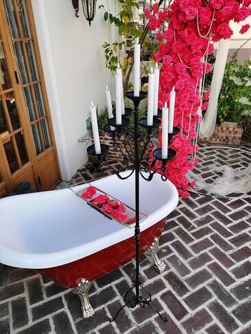 حامل شموع الموقد 5 شمعدانات للشموع العمودية حامل شموع سوداء - طاولة حديدية حامل شموع شموع ديكور (5 عمود شمعدان) in Kuwait