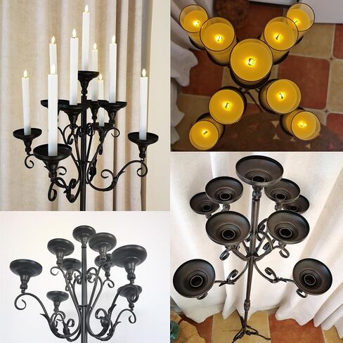 حامل شموع الموقد 5 شمعدانات للشموع العمودية حامل شموع سوداء - طاولة حديدية حامل شموع شموع ديكور (5 عمود شمعدان) in Kuwait