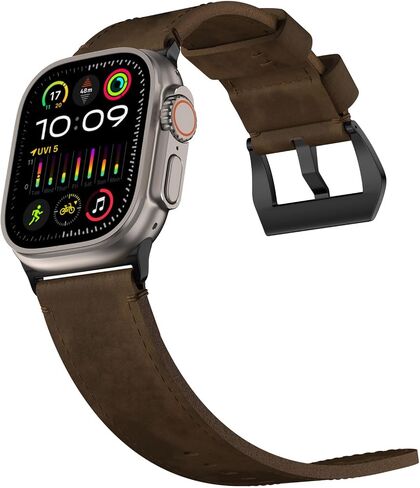 Vintage Leather Band Compatible with Apple Watch Ultra 2 / Ultra Band 49mm 46mm 45mm 44mm, 26mm Wide Crazy Horse Leather Strap for Men iWatch Series 10 9 8 7 6 5 4 in Kuwait