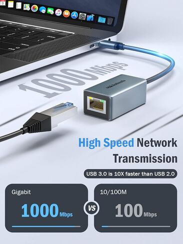 USB C to Ethernet Adapter, USB Type C to RJ45 Gigabit Ethernet Adapter Cable Converter, Thunderbolt 3 to LAN Network Adapter Compatible for MacBook Pro Air iPad Pro Galaxy S22 S21 Chromebook Dell XPS in Saudi Arabia