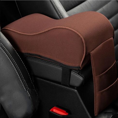 Auto Center Console Armrest Pillow Pad, Car Armrest Cushion Soft Memory Foam with Phone Holder Storage, Pockets Bag Seat Cushion Universal Fit for Most Car (Black) in Kuwait