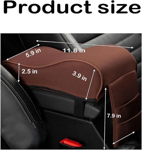 Auto Center Console Armrest Pillow Pad, Car Armrest Cushion Soft Memory Foam with Phone Holder Storage, Pockets Bag Seat Cushion Universal Fit for Most Car (Black) in Kuwait