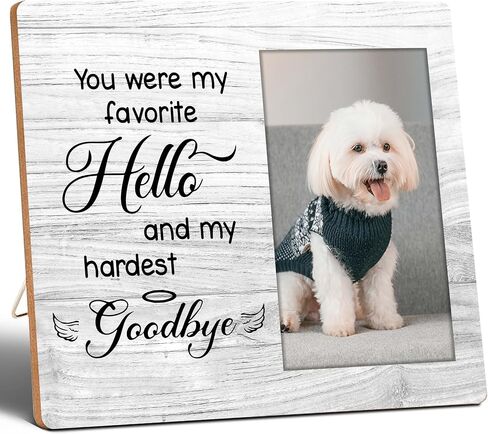 Pet Memorial Frame, 4x6 Picture Frame, You Were My Favorite Hello&My Hardest Goodbye, Memorial Gifts for Dog, Cat Lover, Loss of Pet Sympathy Gift Dog&Cat, Wall Mount&Table Top, bereavement gifts.(002 in Kuwait