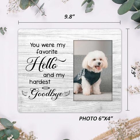 Pet Memorial Frame, 4x6 Picture Frame, You Were My Favorite Hello&My Hardest Goodbye, Memorial Gifts for Dog, Cat Lover, Loss of Pet Sympathy Gift Dog&Cat, Wall Mount&Table Top, bereavement gifts.(002 in Kuwait