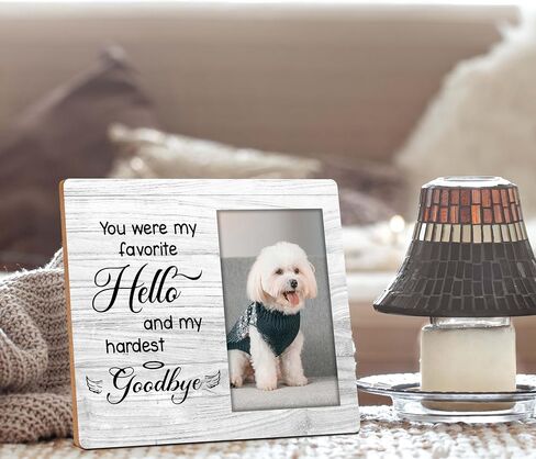 Pet Memorial Frame, 4x6 Picture Frame, You Were My Favorite Hello&My Hardest Goodbye, Memorial Gifts for Dog, Cat Lover, Loss of Pet Sympathy Gift Dog&Cat, Wall Mount&Table Top, bereavement gifts.(002 in Kuwait