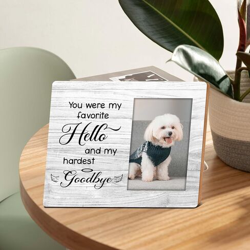 Pet Memorial Frame, 4x6 Picture Frame, You Were My Favorite Hello&My Hardest Goodbye, Memorial Gifts for Dog, Cat Lover, Loss of Pet Sympathy Gift Dog&Cat, Wall Mount&Table Top, bereavement gifts.(002 in Kuwait