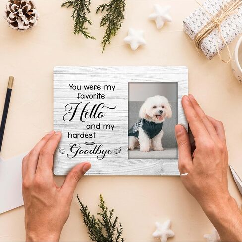 Pet Memorial Frame, 4x6 Picture Frame, You Were My Favorite Hello&My Hardest Goodbye, Memorial Gifts for Dog, Cat Lover, Loss of Pet Sympathy Gift Dog&Cat, Wall Mount&Table Top, bereavement gifts.(002 in Kuwait