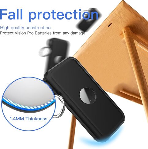 Protective case for Apple Vision Pro Battery, Anti-Scratch Silicone Cable-Holder for Power Bank Acceeessoriees (Black) in Saudi Arabia