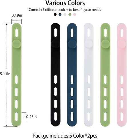 10Pcs Silicone Cable Ties - Cable Ties Reusable, Cable Management Organizer, Charger Organizer, Elastic Adjustable Cord Organizer for Bundling and Fastening Cable Cords Wires in Saudi Arabia