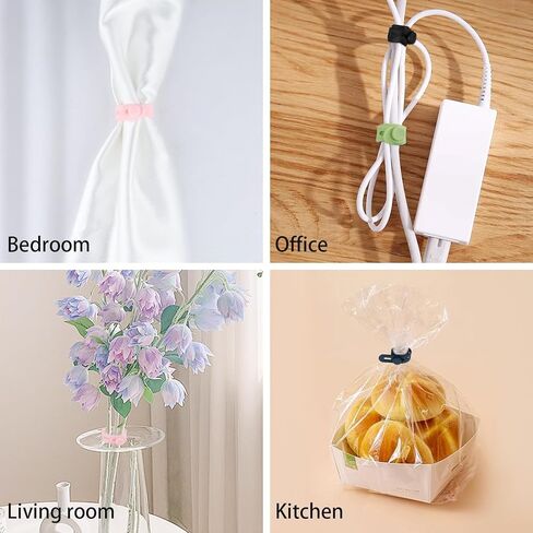 10Pcs Silicone Cable Ties - Cable Ties Reusable, Cable Management Organizer, Charger Organizer, Elastic Adjustable Cord Organizer for Bundling and Fastening Cable Cords Wires in Saudi Arabia