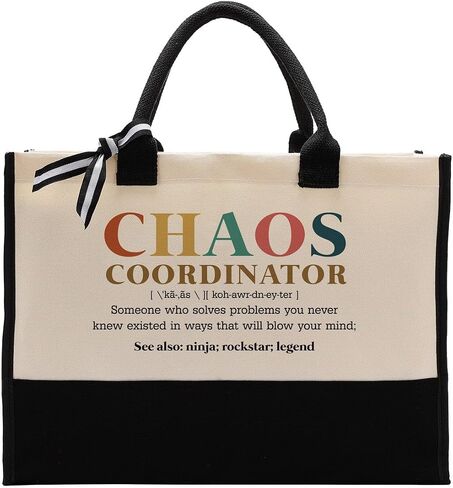 Canvas Tote Bag, Cotton Canvas Tote Bag, Chaos Coordinator Bag, Gifts for Boss Lady/Friend/Coworker/Teacher, Mom Birthday Gift, Canvas Tote Bags for Women, Womens Weekend Bag, Canvas Beach Bag A in Kuwait