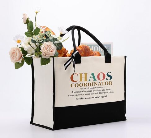 Canvas Tote Bag, Cotton Canvas Tote Bag, Chaos Coordinator Bag, Gifts for Boss Lady/Friend/Coworker/Teacher, Mom Birthday Gift, Canvas Tote Bags for Women, Womens Weekend Bag, Canvas Beach Bag A in Kuwait