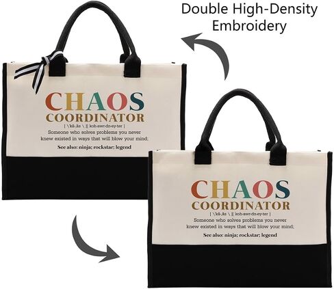 Canvas Tote Bag, Cotton Canvas Tote Bag, Chaos Coordinator Bag, Gifts for Boss Lady/Friend/Coworker/Teacher, Mom Birthday Gift, Canvas Tote Bags for Women, Womens Weekend Bag, Canvas Beach Bag A in Kuwait