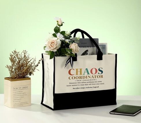 Canvas Tote Bag, Cotton Canvas Tote Bag, Chaos Coordinator Bag, Gifts for Boss Lady/Friend/Coworker/Teacher, Mom Birthday Gift, Canvas Tote Bags for Women, Womens Weekend Bag, Canvas Beach Bag A in Kuwait