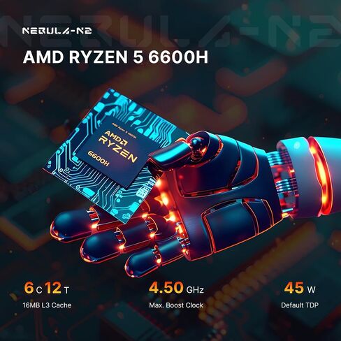 N1 Mini PC، AMD Ryzen 7 5825U(8C/16T، حتى 4.5 جيجا هرتز)، أجهزة كمبيوتر صغيرة 16 جيجابايت DDR4 RAM 512 جيجابايت M.2 NVMe SSD، تدعم شاشة رباعية 4K/WiFi 6E/BT5.2/2.5G LAN/Dual USB- C(البيانات/PD3.0/DP)، المنزل/المكتب in Saudi Arabia
