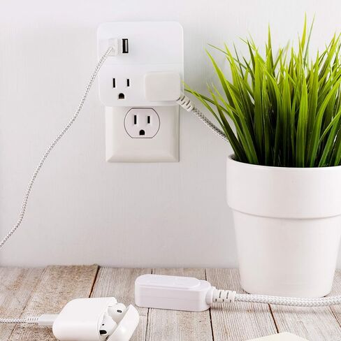 Cordinate 2 Outlet Extender, 3 Prong, Compact Adapter, Station, 2.1A USB Ports, Fast Charge for Devices, Easy Access Design, 2 Pack, White, 56162 in Saudi Arabia