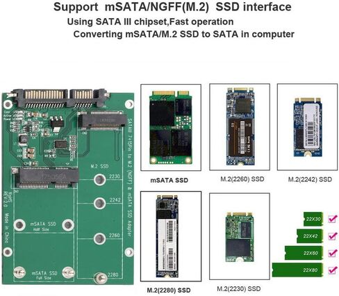 axGear mSATA / M2 NGFF SSD إلى محول محول SATA بطاقة كومبو M.2 2 في 1 in Kuwait