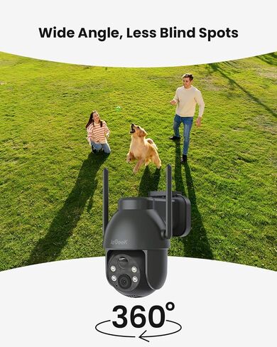 ieGeek Solar Security Cameras Wireless Outdoor, 2K WiFi Outside Cameras for Home Security, Battery Powered 3MP Surveillance Cam with 360°PTZ Color Night Vision, Smart Motion Sensor, Works with Alexa in Kuwait