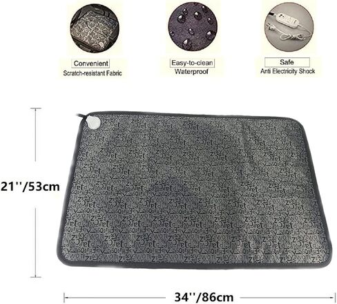 XXL Pet Heating Pad for Large Dog House Heater Indoor,Electric Adjustable Cat Warming Mat with Chew Resistant Cord Waterproof Heated Dog Bed Home,Easy to Clean and Safe,34" x 21"(Grey) in Saudi Arabia
