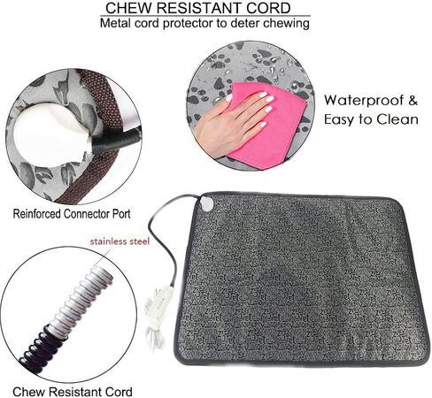 XXL Pet Heating Pad for Large Dog House Heater Indoor,Electric Adjustable Cat Warming Mat with Chew Resistant Cord Waterproof Heated Dog Bed Home,Easy to Clean and Safe,34" x 21"(Grey) in Saudi Arabia