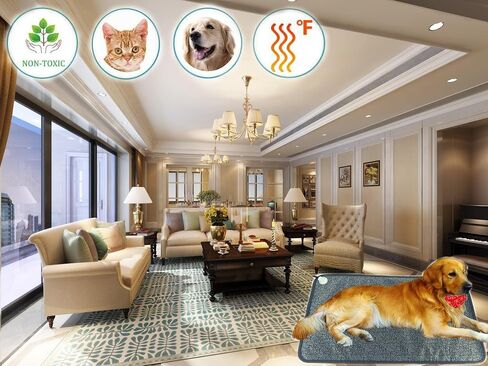 XXL Pet Heating Pad for Large Dog House Heater Indoor,Electric Adjustable Cat Warming Mat with Chew Resistant Cord Waterproof Heated Dog Bed Home,Easy to Clean and Safe,34" x 21"(Grey) in Saudi Arabia