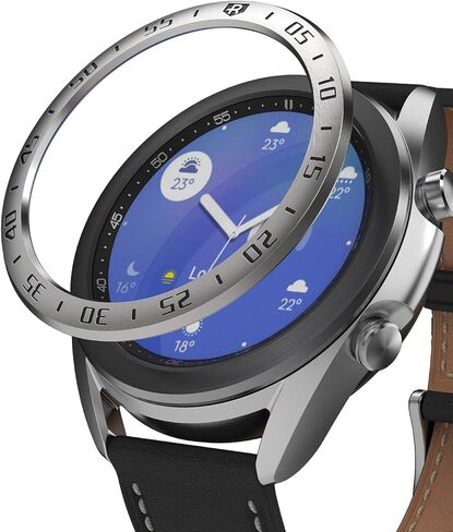 Ringke Bezel Styling for Galaxy Watch 3 41mm Bezel Ring Adhesive Cover Anti Scratch Stainless Steel Protection for Galaxy Watch 3 41mm Accessory - Black [41-03] in Saudi Arabia