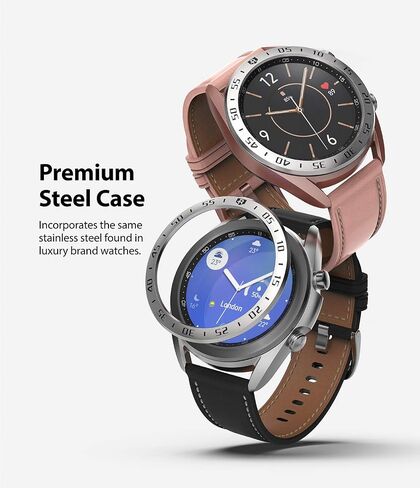 Ringke Bezel Styling for Galaxy Watch 3 41mm Bezel Ring Adhesive Cover Anti Scratch Stainless Steel Protection for Galaxy Watch 3 41mm Accessory - Black [41-03] in Saudi Arabia