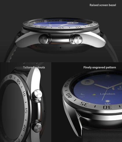 Ringke Bezel Styling for Galaxy Watch 3 41mm Bezel Ring Adhesive Cover Anti Scratch Stainless Steel Protection for Galaxy Watch 3 41mm Accessory - Black [41-03] in Saudi Arabia