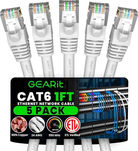 GearIT RJ45 Cat 6 Ethernet Patch Cable for TV, Modem, PC Gaming, 10Gbps, Gold-Plated Connectors, Snagless, Network Cable, Internet Cable, 10 Feet, Red in Saudi Arabia