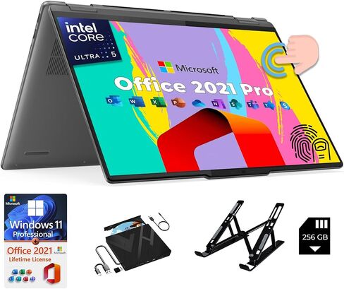 لاب توب Lenovo Yoga 7i 2 في 1 - شاشة لمس 16 بوصة FHD+ - Ultra 5 125U - قارئ بصمات الأصابع - لوحة مفاتيح بإضاءة خلفية - Wi-Fi6 - رسومات Intel HD - Win 11 Pro مع 2021 Pro Office مدى الحياة (16 جيجابايت DDR5، 2 تيرابايت SSD) in Saudi Arabia
